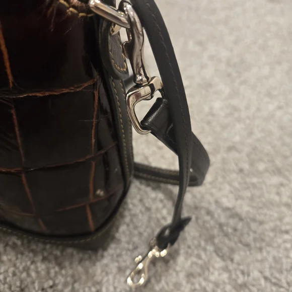Dooney & Bourke Brown Croc-Embossed Leather Bag - Picture 11 of 12